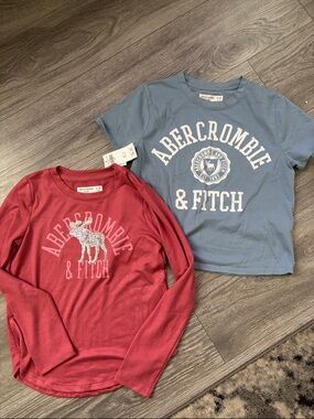 Abercrombie & Fitch Kids Long-Sleeve pink Logo TeeNWT AND short sleeve logo T